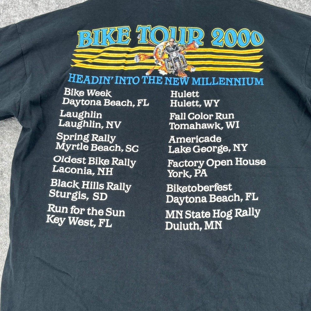 Vintage Jerzees Sturgis Tour 2000 T-Shirt Mens L Black Motorcycle Rally Graphic - Picture 6 of 9